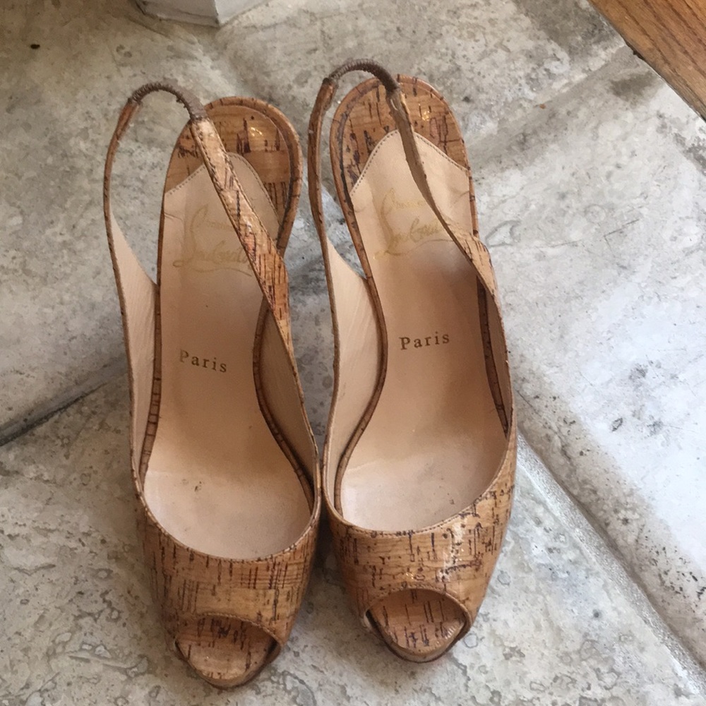 Christian Louboutin Cork Slingback Heels